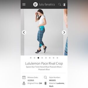 Lululemon Athletica Pace Rival Crop Leggings - Blue